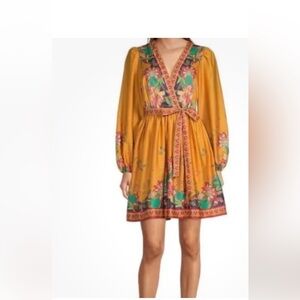 ANTONIO MELANI Mustard Floral Long Sleeve Dress